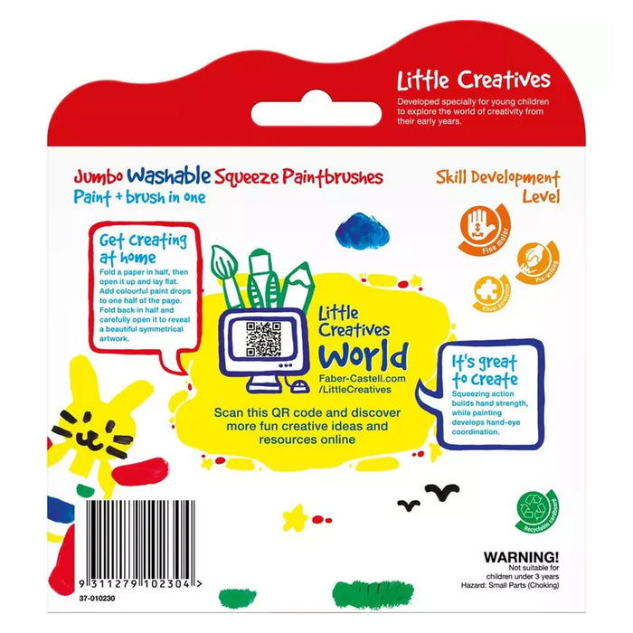 Faber-Castell Jumbo Squeeze Paintbrushes Washable (6 Pack)