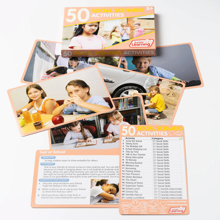 Junior Learning 50 Social Scenario Activity Flash Cards Picture Book