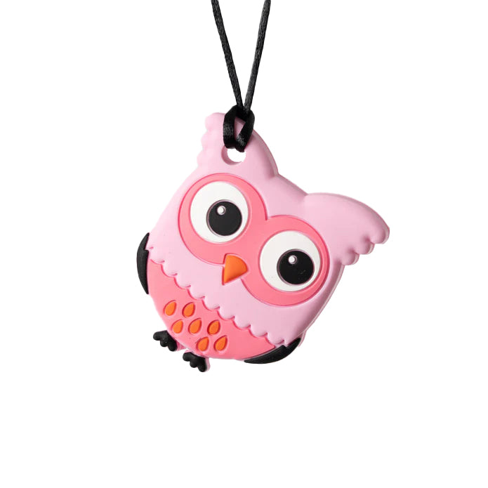 Pink Owl Sensory Chew Necklace