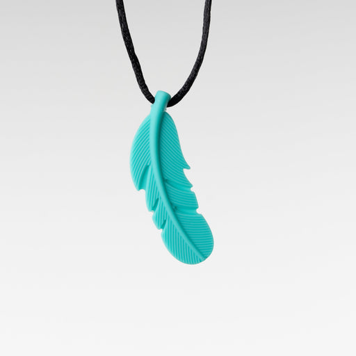 Aqua Feather Sensory Chew Necklace The OT Store