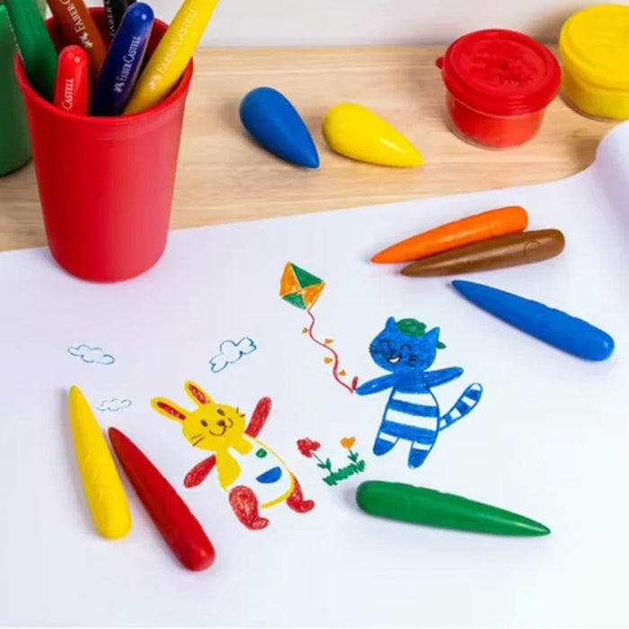 Faber-Castell Little Creatives Easy Grasp Finger Crayons (6 Pack)