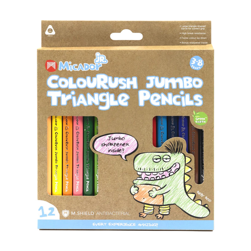 Micador JR ColouRush Jumbo Triangle Pencils 12 Pack