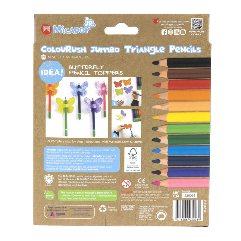 Micador JR ColouRush Jumbo Triangle Pencils 12 Pack