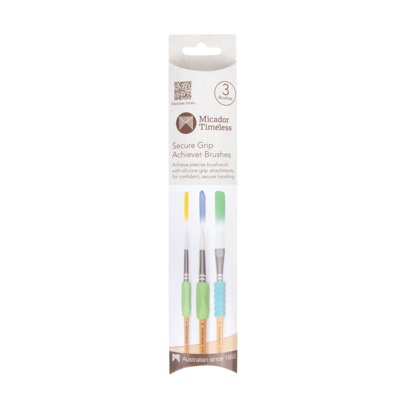Micador Timeless Secure Grip Achiever Brushes Pack of 3