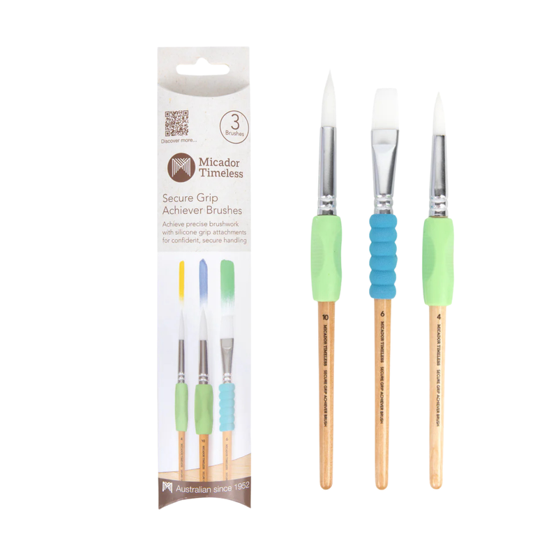 Micador Timeless Secure Grip Achiever Brushes Pack of 3