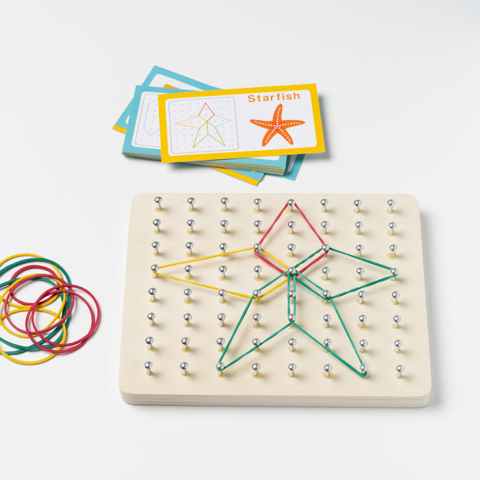 Small Wooden Geometric Elastic and Nail Board