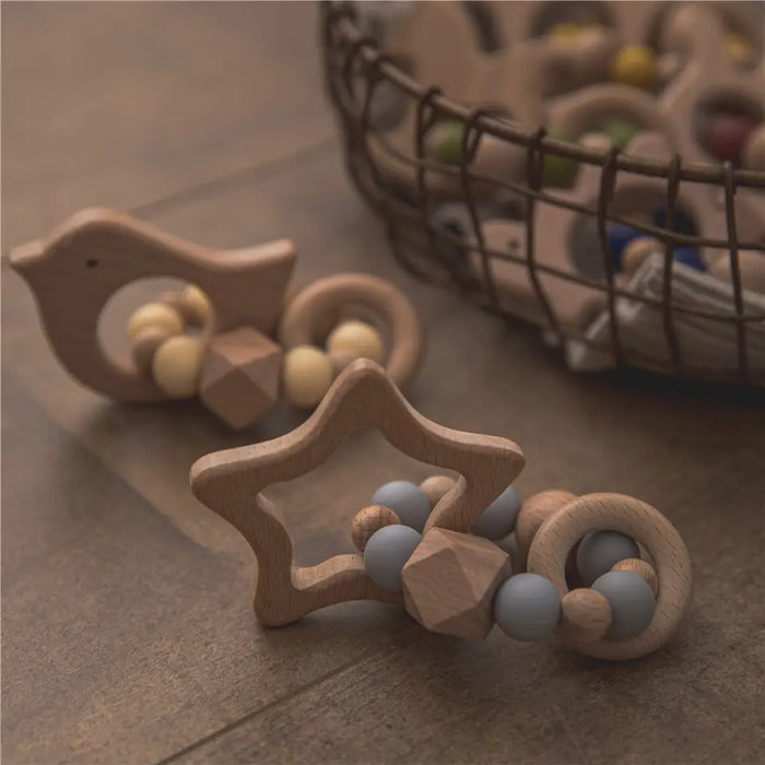 Baby Wooden and Silicone Bead Teether